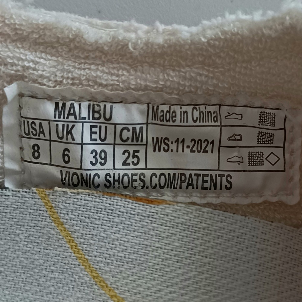 Vionic Beach Malibu Womens 8 Peach Botanical Canvas Slip On Sneakers Vegan Comfy - Picture 8 of 12